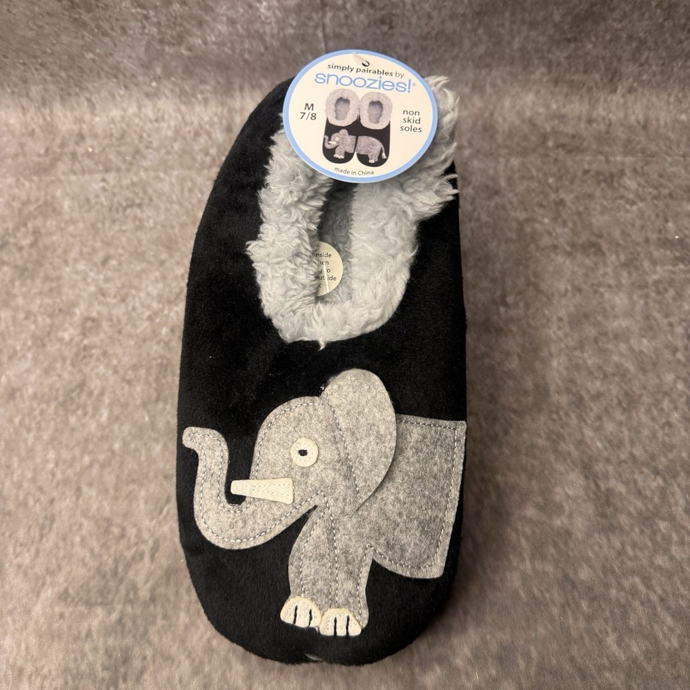 NWT Snoozies Slippers Grip Soles Adult Medium (Size 7/8) Elephant